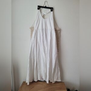 J CREW WHITE HALTER NECK LINEN SUMMER DRESS medium